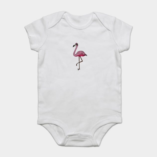 Flamingo Floral, Animal, Tropical Bird Baby Bodysuit by logiamerch